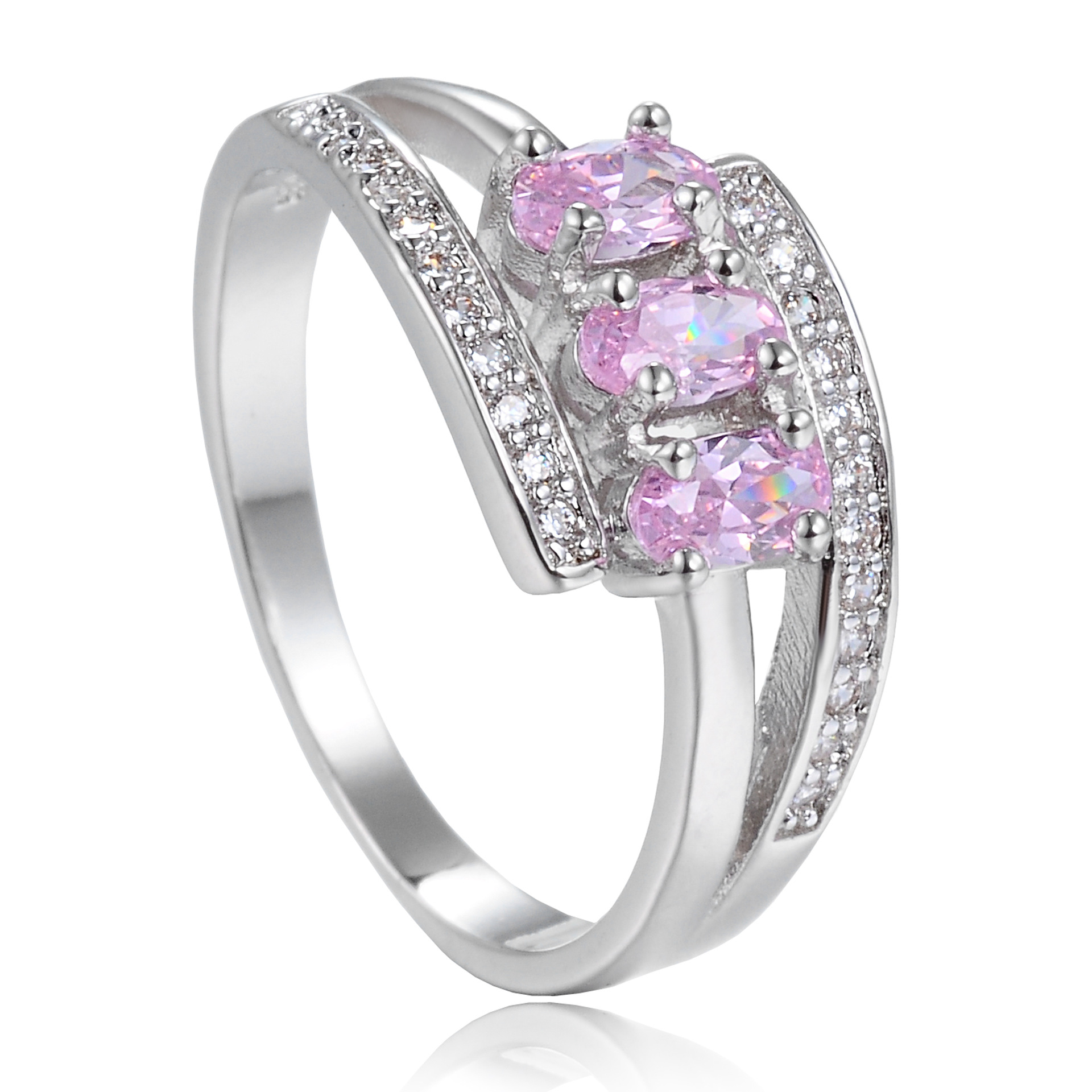 义乌饰品新焦点 韩国风三排钻红宝石锆石戒指，定义高端大气